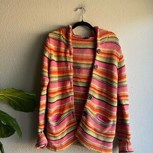Vintage Gap rainbow striped hood cardigan